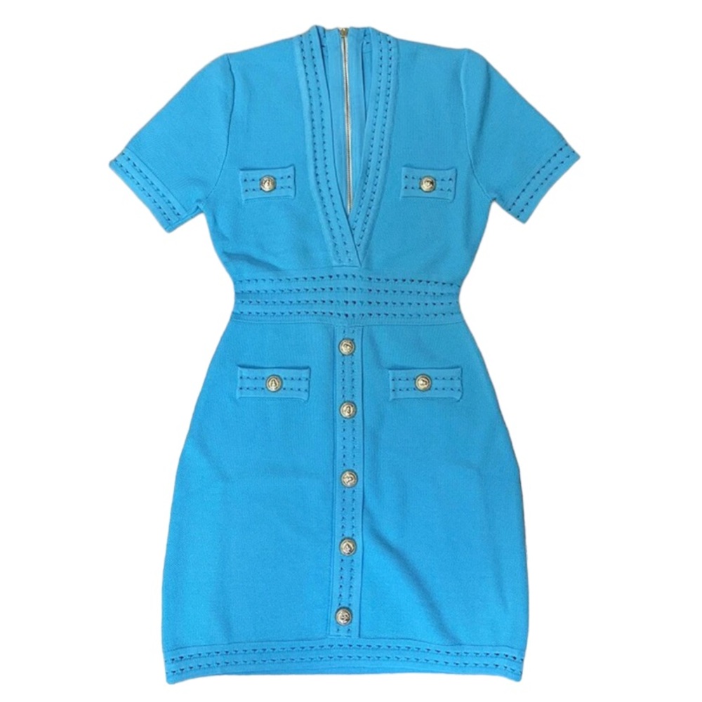 Turquoise Knit Stretch Dress The Kinral - Picture 7 of 11